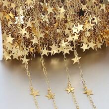 1m Fashionable Stainless Steel Star Chain, Gold Five-Pointed Star Pendant, Cross Chain Suitable For DIY Necklace, Bracelet, Anklet Jewelry Making - Chain - View 6