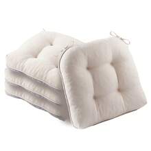 Beige Chair Cushions For Dining Chairs, Thick Seat Cushions For Kitchen Chairs With Non-Slip Backing, Indoor Outdoor Waterproof Chair Seat Pads With Ties, 15.5"X15.5"X4" - 米色 - 查看 13