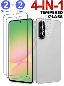Shockproof Tempered Glass Screen Protector 4-In-1 Set 2pcs Galaxy A56 Tempered Glass Screen Protector + 2pcs Camera Lens Protector, Fit For Galaxy A17/A16/A15/A14/A55/A50S/A54/A53/A52/S24FE, Dual-Layer Shatterproof High-Definition Tempered Glass Screen Protector, [9H Hardness][Anti-Shock][Anti-Scratch], Phone Accessories, Compatible With Phone Cases, Spring Birthday Gift - Clear - View 13