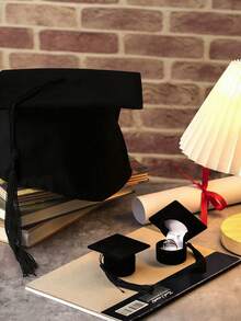 Hộp quà tốt nghiệp năm 2026/Hộp quà cầu hôn, tiệc cưới, sinh nhật, lễ đính hôn, đồ dùng cho tiệc tùng, hộp trang sức hình mũ tốt nghiệp sáng tạo, hộp trưng bày nhẫn, đồ dùng cho khách mời tiệc tốt nghiệp người lớn (Màu đen) - Nhiều màu - Xem 6