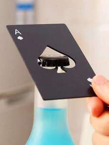 1pc Stainless Steel Spade A Poker Card Bottle Opener, Soda Bottle Cap Opener - Black and White - View 5