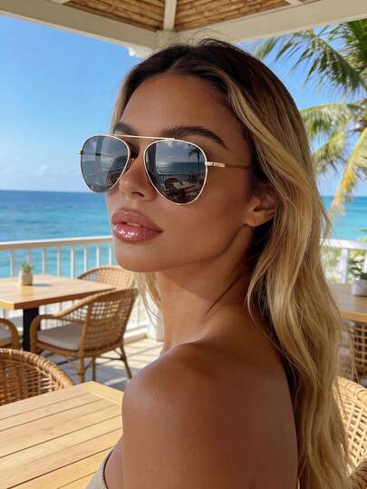 Polarized Sunglasses, Retro Aviator Style, Metal Frame, Fashion Eyewear, Classic Design, Outdoor Sports, Cycling, Travel, Beach, Driving, Fishing, Summer UV Protection Sunglasses, Unisex