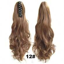 Synthetic Hair Claw Clip Curly Elastic Ponytail, Fluffy Brown Ponytail Extension - Multicolor - View 9