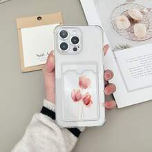 郁金香图案UV印花软TPU防震卡槽手机壳，兼容 16 Pro Max、Galaxy S25 Ultra、14C、Pixel 7等机型 - 彩色 - 查看 2