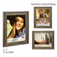 SimpleMe 1OO% Solid Wood Picture Frames 5x7 With Glass 2 Pack - Rustic Wooden Photo Frame Wall Or Tabletop Display, Wide Moulding - Grey - 灰色5x72包裝 - 查看 3