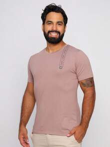 Stylish Men's Crew Neck Basic Cool Mesh Red Fitted Versatile Casual Summer New Release High Quality - Bụi hồng - Xem 3