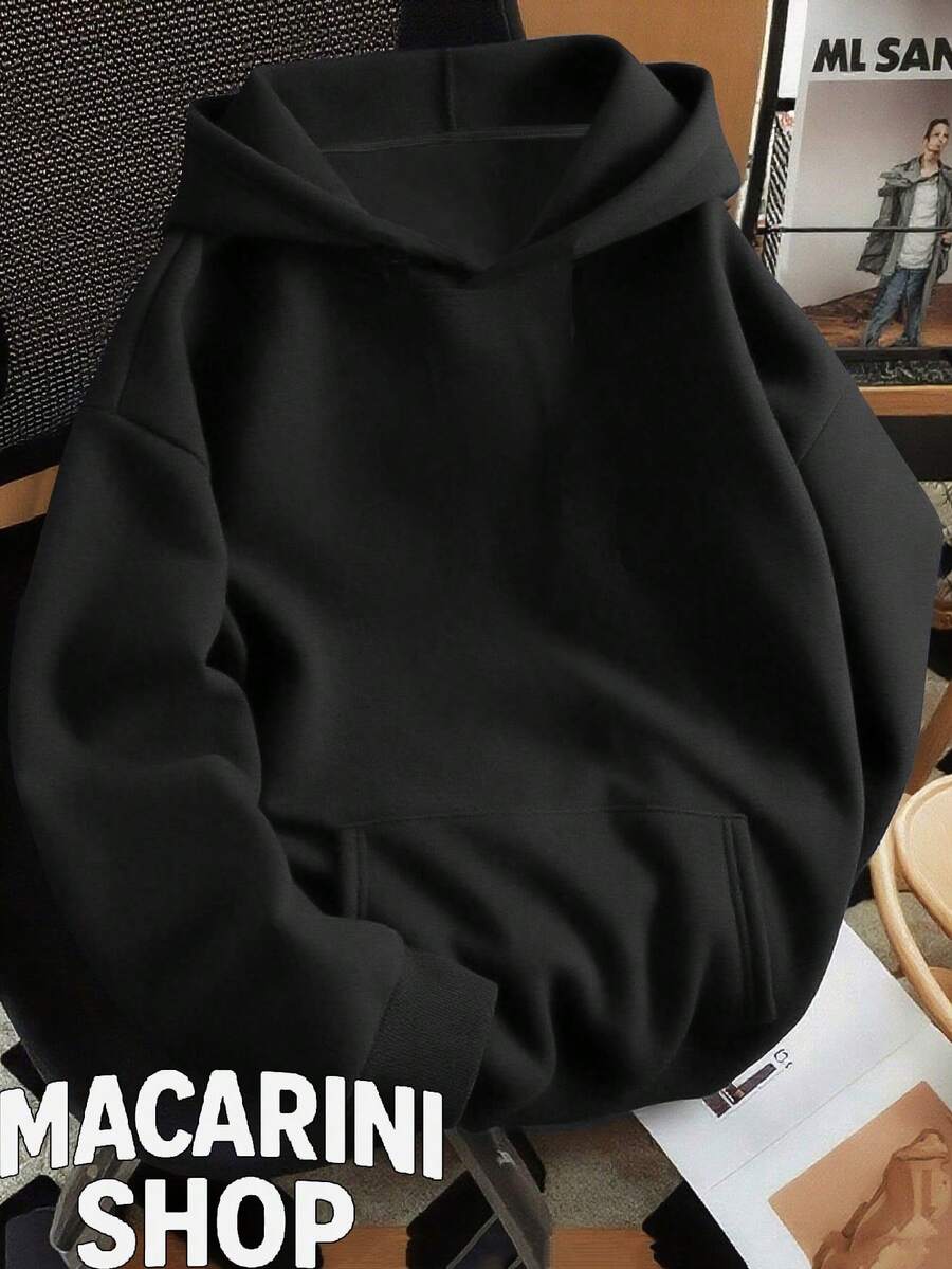 Moletom Liso casual Basico Estilosa Colorido Unissex Masculino Feminino 100% Algodão Top Premium Streetwear Lançamento Envio Imediato Varias Cores!! - Preto - Visão 1