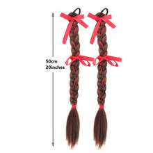 Red Yarn Braided Flower Ponytail Wig Braid, New Bride Cheongsam Hairstyle, Double Braid Twist Braid - Multicolor - View 13