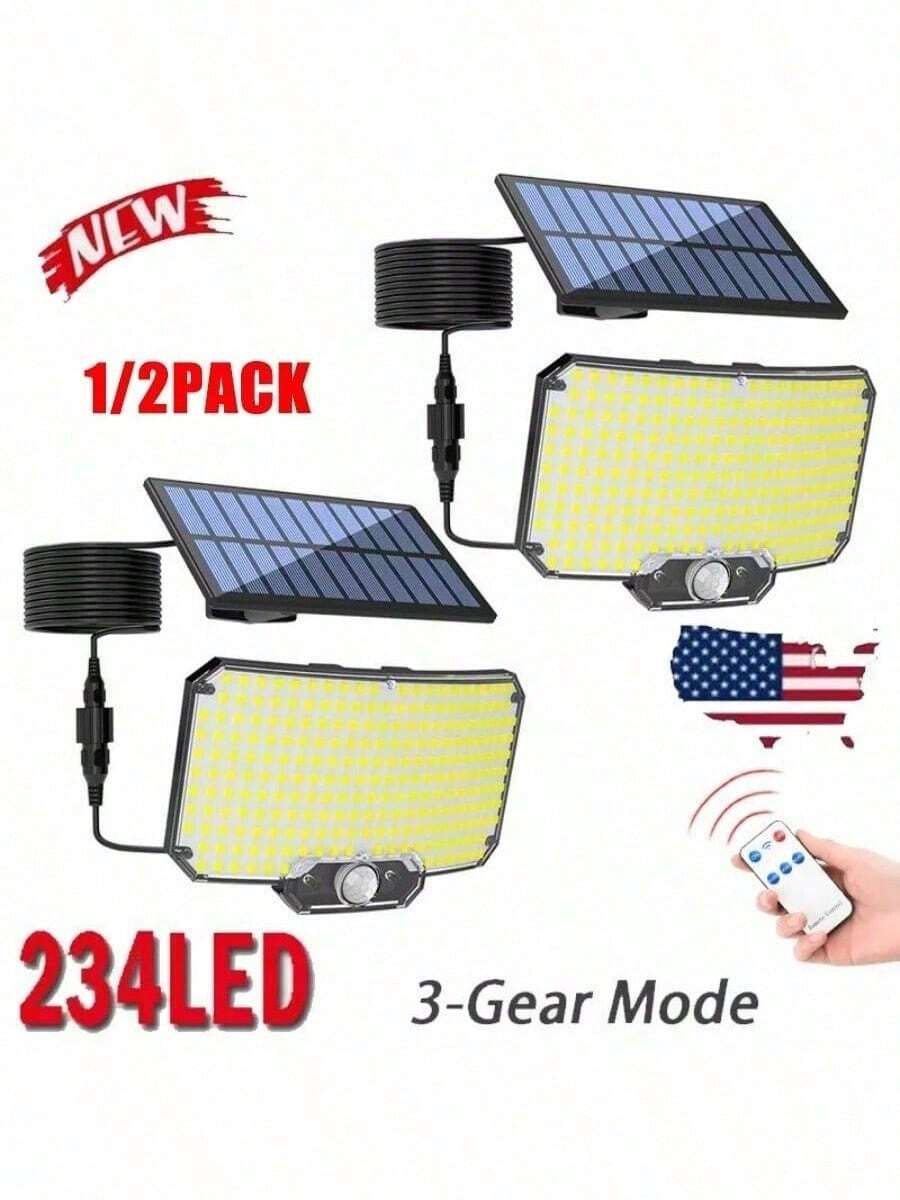 1/2 PACK 600lm LED Solar Street Light, Ultra Bright Floodlight, Motion Sensor Outdoor Courtyard Light, Sensor Road Lighting Garage Light - 黑與白 - 查看 1