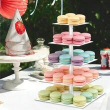 方形亚克力蛋糕展示架，多层甜点食品架，适用于婚礼、生日派对 - 彩色 - 查看 4