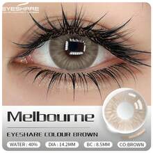 EYESHARE 1副彩色隐形眼镜，棕黑蓝灰四色可选，高品质，适合婚礼、情人节礼物，一年抛型，14.2mm，适合日常约会和节日佩戴。 - 墨爾本棕 - 查看 9