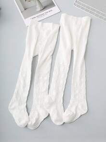 2 piezas Medias con estampado de corazón blanco para niñas - Blanco - Ver 9