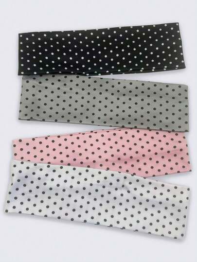 1/4pcs/Set Elastic Polka Dot Headband For Women, Soft Stretchy Hair Band For Facial Washing & Makeup Headbands, Fashion Hair Wrap For Sports, Beach, Workout, Yoga & Daily Wear Hair Accessories Sweatband