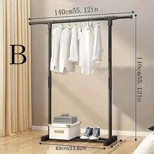 1pc Adjustable Clothes Drying Rack, Freestanding Indoor Balcony Retractable Laundry Hanger, Portable Clothes Hanging Stand For Dorm - Black - View 3
