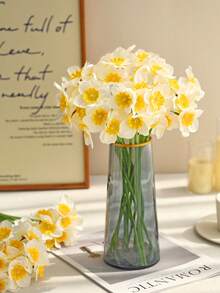 6 pièces/12 pièces Fleurs de jonquille artificielles, fleurs de jonquille jaunes factices pour la décoration de mariage, la décoration de la maison et de la chambre, fleurs factices pour la décoration de la maison et du mariage - Multicolore - Voir 5
