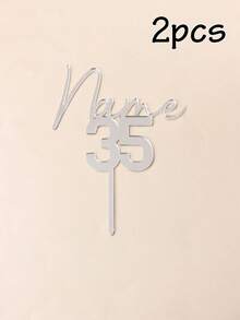 Custom Name And Age Cake Topper, Personalized Birthday Cake Decorations, Customized Party Cake Insert For Anniversary Or Milestone Event, Elegant Dessert Decor Accessory, Customizable Acrylic Style Cake Topper Gift For Women And Men., Gift Ideas, Mirror Gold - Style a - View 8