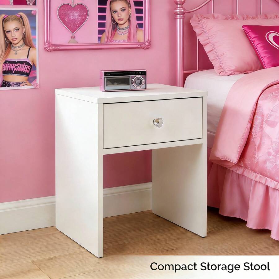 Bedside Table, Modern Style Bedroom Side Table With Storage, Nightstand, Suitable For Living Room And Small Office Spaces (White) - trắng - Xem 1