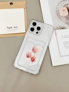 郁金香图案UV印花软TPU防震卡槽手机壳，兼容 16 Pro Max、Galaxy S25 Ultra、14C、Pixel 7等机型 - 彩色 - 查看 3