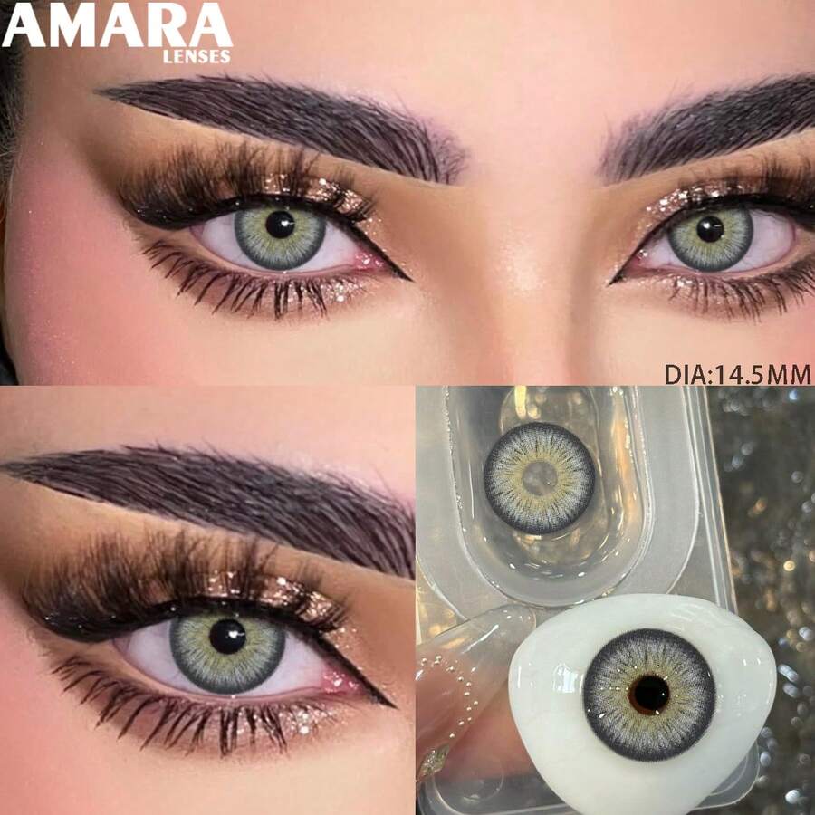 AMARA 1副灰蓝色一次性隐形眼镜，14.5毫米灰色镜片，适用于万圣节装扮