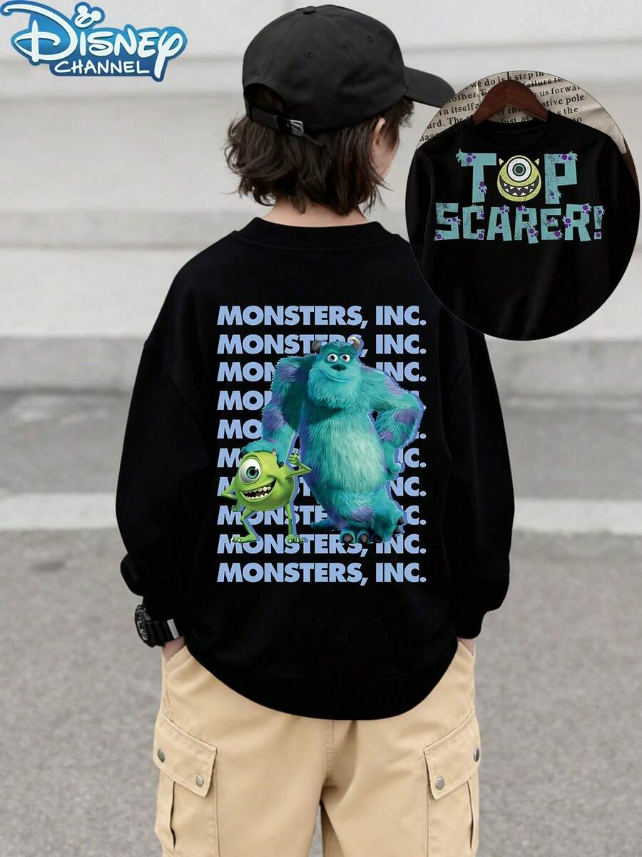 Disney Officially Licensed Kids Sweatshirt Unisex Black 100% Polyester Ultra Comfortable Super Soft Printed Cars Lightning McQueen & Mater Design Ages 1-14 Everyday Stylish Casual Wear High Visibility Relaxed Fit Disney Park Limited Edition Design New Arrival Express Delivery - Noir - Voir 1