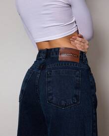Women's Wide Leg Relaxed Low Waist Jeans - Rửa tối - Xem 3
