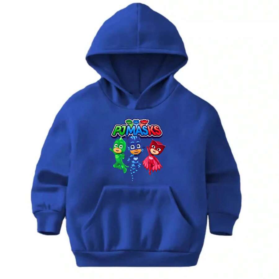 Kids' PJ Masks Movie Cartoon Sweatshirt/Jacket/Kangaroo Hoodie/Flannel Lined Boy/Girl Owlette Gecko Cat - 藍色 - 查看 1