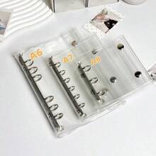 1本A8/A7/A6透明活页笔记本，贴纸活页笔记本，YOUCHENGYOUPIN，贴纸笔记本，Kpop照片卡收纳本，双扣软皮透明活页笔记本，手工DIY日记本，适用于相册、贴纸本、笔记本、计划本、学生返校用品、办公用品 - 無色 - 查看 2