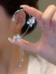 1pc Left/Right Ear Silver Tassel Earring Jewelry Women - Bạc - Xem 7