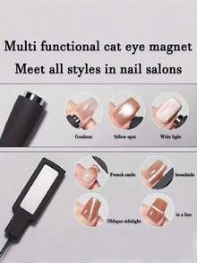 5-In-1 Multi-Functional Strong Magnet Stick, 3D Cat Eye Gel Nail Polish Magnet Tool, Magnetic Pen, Nail Art Design Glitter Effect Magic Nail Salon Tools, Nail Art Supplies, Suitable For Nail Stickers - Black - View 10