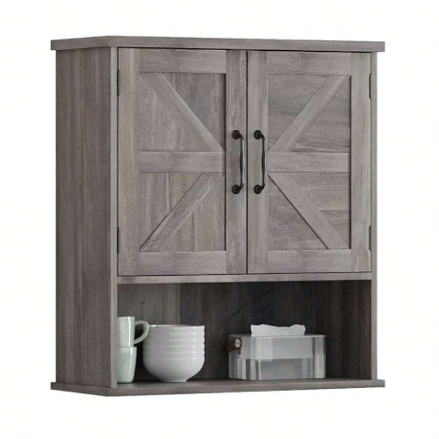 Farouse  Cabinet  Mounted Wased Grey Small Medicine Cabinet Wit Adjustable Self  Cabinet - Washed Grey - View 1