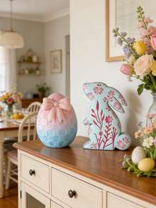 1 Piece Of Silicone Mold For Easter Bunny Shaped And Butterfly Egg Shaped Aromatherapy Candles, DIY Embossed Rabbit Egg Candle Silicone Mold - Easter Candle Molds - View 3