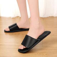 男女通用可折叠拖鞋，柔软舒适休闲家居拖鞋，男女通用浴室拖鞋，纯色 - 黑色 - 查看 6