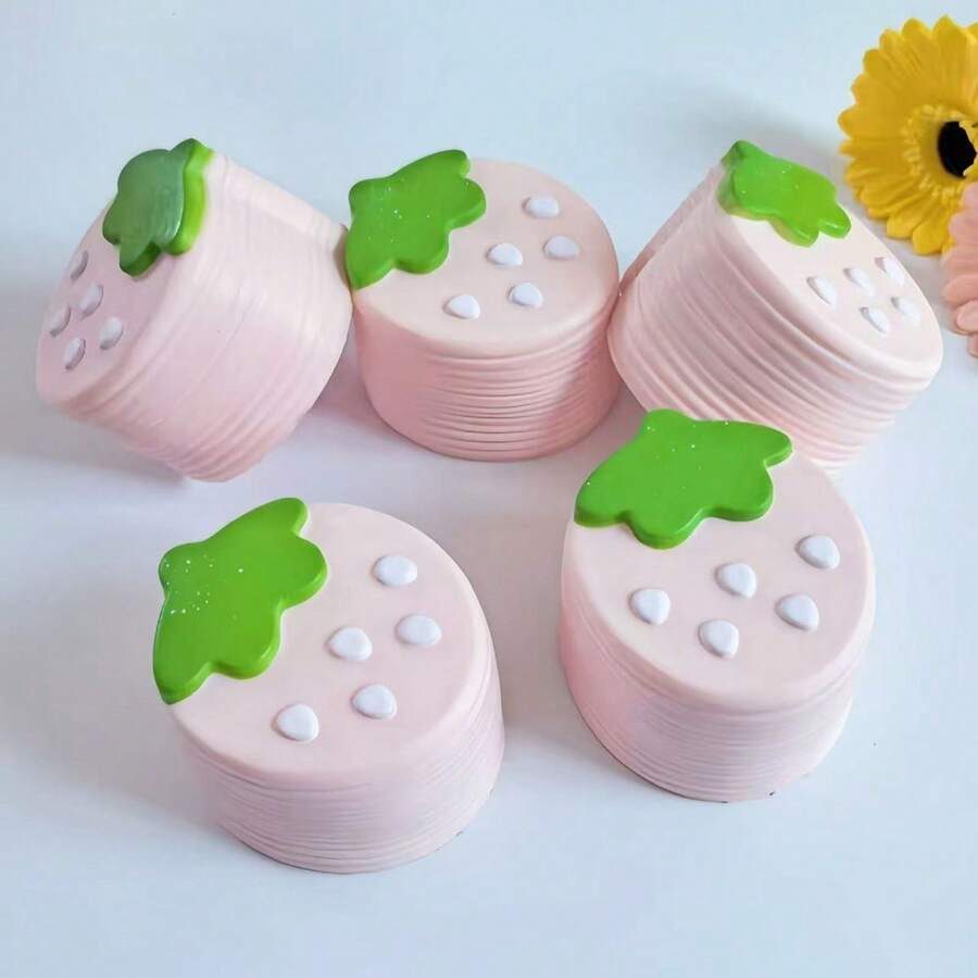 1个仿真草莓千层慕斯玩具，捏捏乐慢回弹，网红减压玩具，派对礼物，生日礼物 - 彩色 - 查看 1