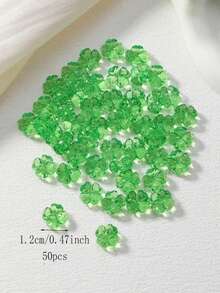 50pcs 3D Acrylic Shamrock Beads (Green & White) For Lucky Bracelet, Craft, Floral Necklace, Earrings, And Other DIY Jewelry Making - View 5