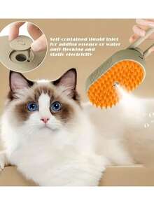 Cepillo eléctrico recargable por USB para masaje y pulverización de agua para mascotas, accesorio de 3 en 1 para eliminar el pelo de gato, Cepillo de vapor de silicona portátil de autolimpieza para gatos y perros, masaje cómodo y eliminación de pelo, cuidado del pelo - Blanco - Ver 2