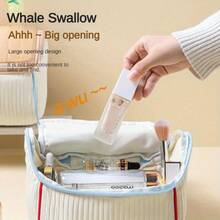 卡通小屋化妆包，便携柔软旅行收纳袋，大容量手提包，可爱洗漱包 - 淡咖啡 - 查看 5