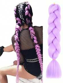 1件紫色巨型编织假发，合成纤维编织假发，高温纤维钩编扭辫假发，适用于塞内加尔扭辫/盒式辫/编织马尾辫，日常佩戴 - 彩色 - 查看 9