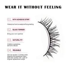 1 Pair Glue-Free Press-On False Eyelashes, Realistic Look For Daily Makeup, Beginner-Friendly - White - View 5