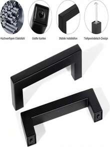 1 Black Cabinet Handle, Matte Black T-Shaped And Square Stainless Steel Kitchen Handles, Furniture Hardware, Door Handles, Cabinet And Wardrobe Drawer Pulls, Cabinet Handles - Black - View 5