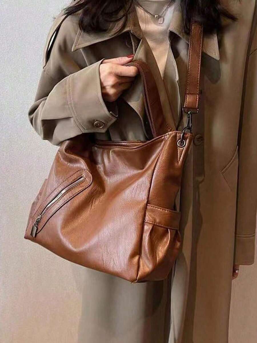 Dedoo 3-In-1 Multifunctional Women's Handbag, New Fashionable High-End Large Capacity, Can Be Used As Commuter Bag, Backpack, Shoulder Bag - Brown - View 1