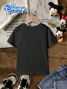 Disney Officially Licensed Kids T-Shirt Unisex For Ages 1-14 100% Polyester Ultra Comfortable Super Soft Printed Short Sleeve Black Minnie Mouse Design High Visibility Stylish Everyday Wear Relaxed Fit Casual Essential New Arrival Express Delivery - Black - View 2