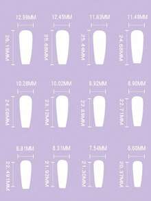 24pcs Medium-Long False Nails Set, White Ombre Nail Stickers, With 1pc Jelly Gel And 1pc Nail File, Suitable For Women And Girls Daily Wear - White - View 2