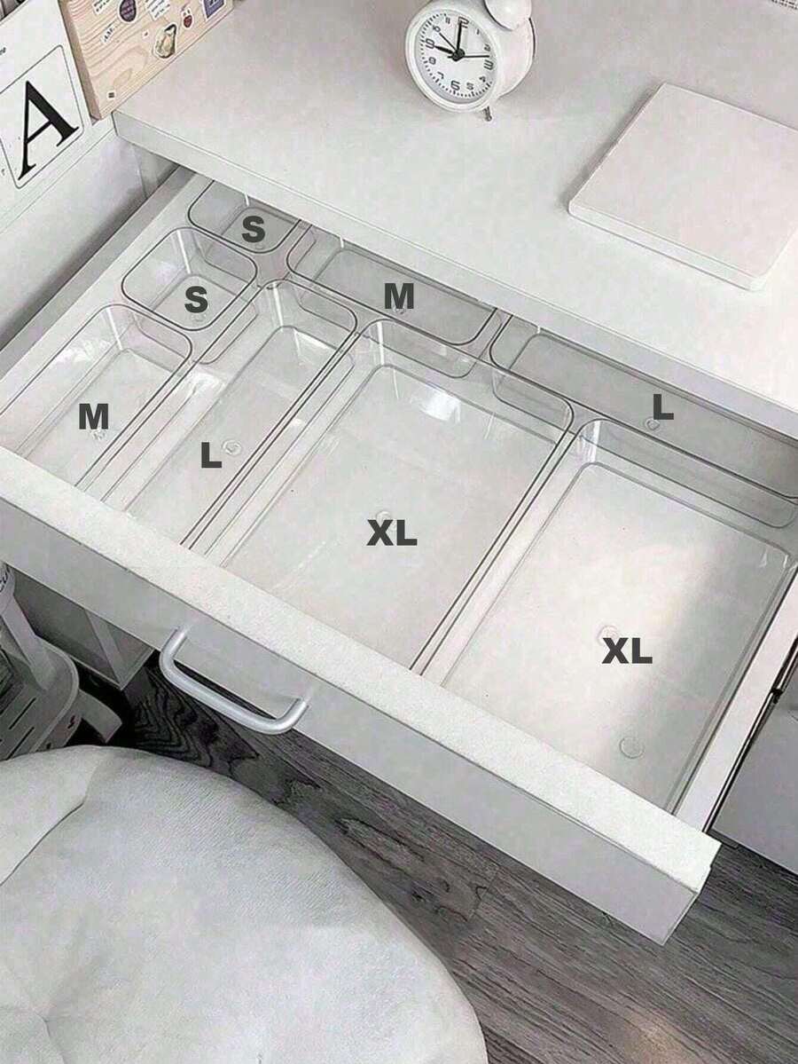 Caixa Organizadora Transparente Com Gavetas (1 Peça, 4 Peças, 7 Peças, 8 Peças Ou 12 Peças), Ideal Para Penteadeira, Banheiro, Quarto, Mesa De Cozinha, Cosméticos, Produtos Para A Pele, Joias E Artigos De Papelaria. Organizadora Multifuncional Que Economiza Espaço E É Um Ótimo Presente De Verão Para Mulheres.