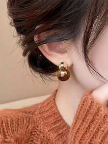 2026 New Arrival Maillard Tie Dye Round Disc Earrings, Luxury Elegant Earrings For Women, Autumn/Winter - Brown - View 7