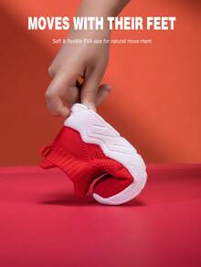 2026 New Children & Teenagers' Fashion Casual Cute Durable Soft Breathable Odor-Resistant Mesh Slip-On Outdoor & Indoor Walking, Running Shoes - Red - View 3