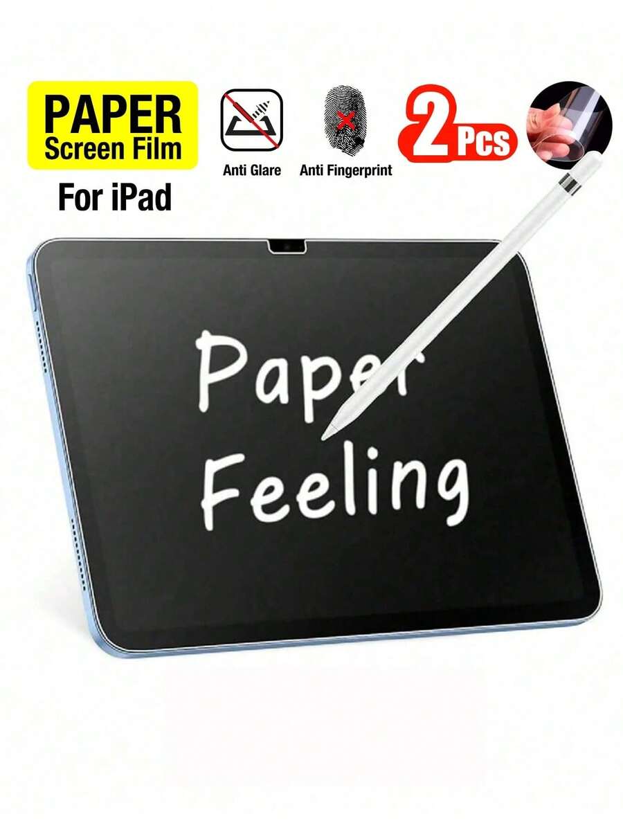 ZYSHI Shockproof Matte Paper-Feel Screen Protector 2pcs Matte Screen Protector Film, Compatible With 11/10/9/8/7/6/5 Generation, 10.9"/10.2"/9.7" Air7/Air6/Air5/Air4/Air3/Air2/Air1, Pro 9.7"/Pro 10.5", PET Material, Waterproof, Anti-Scratch, Anti-Fingerprint Full Coverage For Tablet PC Spring Gift - 2pcs - View 1