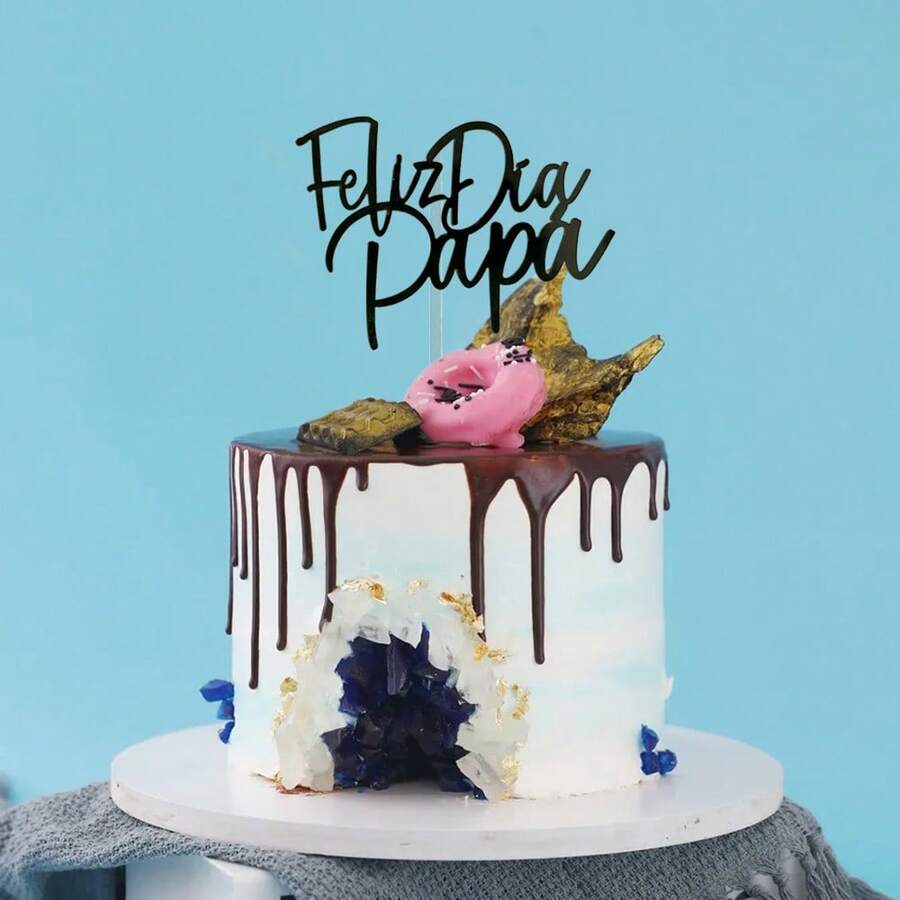 1个/3个/6个亚克力“我爱爸爸”蛋糕装饰插牌 - 父亲节生日派对最佳用品 - 多色 - 查看 1