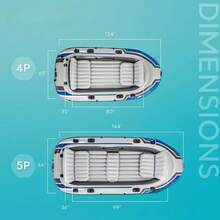 5 Person Inflatable Boat, Portable Water Raft Set With Oars, Heavy Duty Fishing Boat For Lake, River, Pool, Outdoor Water Sports, Durable Inflatable Raft For Family Recreation, Travel & Fishing Activities - 灰色 - 查看 5