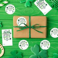 Happy St. Patrick's Day Gift Tag Sticker Labels Lucky  Label Tag St. Patrick's Day Decoration 40 Self-Adhesive Stickers - Round 2 Ihes Square (2. X 3.5 Ihes) - Green - Green5 - View 4