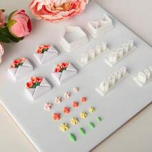 1 pieza/5 piezas Molde de cortador de arcilla con forma de pétalo y hoja, herramienta de artesanía para hacer colgantes de joyería DIY - Blanco - Ver 7